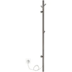 Seche Serviette Electrique Mural 30W 1525×65mm Chauffage Sèche Serviettes Avec 3 Patère, Radiateur Sèche Serviettes Electrique Acier Inoxydable Porte Serviettes Electrique, Plug In, Chromé