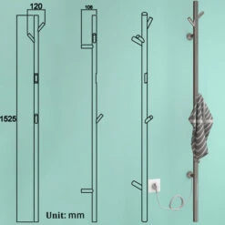 Seche Serviette Electrique Mural 30W 1525×65mm Chauffage Sèche Serviettes Avec 3 Patère, Radiateur Sèche Serviettes Electrique Acier Inoxydable Porte Serviettes Electrique, Plug In, Chromé -Atlantic Magasin 87790911 5