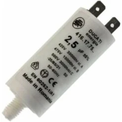 Condensateur De Démarrage Universel 2,5µF 450V Ø25mm Longueur 55mm Fixation M8 2 Cosses Permanent Moteur Appareils Electriques Ménagers Pompe Volet Roulant Connecteur
