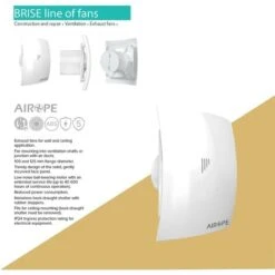 AIROPE-BRISE-C-125 Mm Ventilateur, VMC, Extracteur D'Air Avec Clapet Anti-Retour ,Faible Consommation D'énergie ,pour Salle De Bain,Cuisine,Bureau,WC,Silencieux,Garantie 5 ANS -Atlantic Magasin 88768719 4