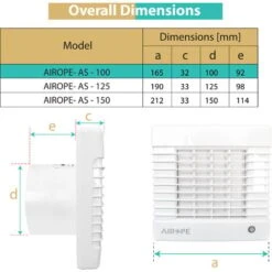 AIROPE-AS-100 Mm Ventilateur, Extracteur D'air,Volet Automatique, VMC, Pour Salle De Bain, Cuisine, WC, Bureau, Silencieux, Faible Consommation, Profil Élégant, Garantie 5 ANS -Atlantic Magasin 88768733 3