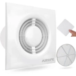 AIROPE -AC-SC- 100 Mm Ventilateur,Extracteur D'Air Avec Clapet Anti-Retour + Moustiquaire Intégré,VMC,Faible Consommation D'énergie,pour Salle De Bain,Cuisine,Bureau,WC,Silencieux,Garantie 5 ANS
