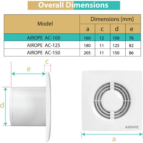 AIROPE -AC-SC- 100 Mm Ventilateur,Extracteur D'Air Avec Clapet Anti-Retour + Moustiquaire Intégré,VMC,Faible Consommation D'énergie,pour Salle De Bain,Cuisine,Bureau,WC,Silencieux,Garantie 5 ANS 3 AIROPE -AC-SC- 100 Mm Ventilateur,Extracteur D'Air Avec Clapet Anti-Retour + Moustiquaire Intégré,VMC,Faible Consommation D'énergie,pour Salle De Bain,Cuisine,Bureau,WC,Silencieux,Garantie 5 ANS – Image 3