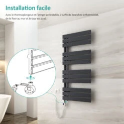 EMKE Sèche-Serviettes Électrique Avec élément Chauffant Thermostat, Sèche-serviettes électrique Panneau Avec Baguette Chauffante Avec Minuterie, Anthracite 762x400mm 400W 7 EMKE Sèche-Serviettes Électrique Avec élément Chauffant Thermostat, Sèche-serviettes électrique Panneau Avec Baguette Chauffante Avec Minuterie, Anthracite 762x400mm 400W -Atlantic Magasin 89077869 3