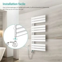 EMKE Sèche-Serviettes Électrique Avec élément Chauffant Thermostat, Sèche-serviettes électrique Panneau Avec Baguette Chauffante Avec Minuterie, Blanc 762x500mm 400W 7 EMKE Sèche-Serviettes Électrique Avec élément Chauffant Thermostat, Sèche-serviettes électrique Panneau Avec Baguette Chauffante Avec Minuterie, Blanc 762x500mm 400W -Atlantic Magasin 89077877 3