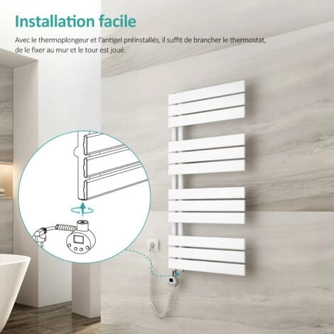 EMKE Sèche-Serviettes Électrique Avec élément Chauffant Thermostat, Sèche-serviettes électrique Panneau Avec Baguette Chauffante Avec Minuterie, Blanc 762x500mm 400W 3 EMKE Sèche-Serviettes Électrique Avec élément Chauffant Thermostat, Sèche-serviettes électrique Panneau Avec Baguette Chauffante Avec Minuterie, Blanc 762x500mm 400W – Image 3