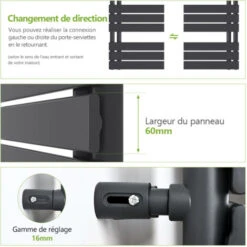 S'AFIELINA Sèche-serviettes Eau Chaude Radiateur Eau Chaude En Acier Anthracite 1599x400mm 684 Watt -Atlantic Magasin 89108863 3