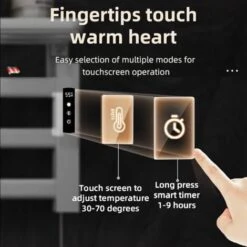 Sèche Serviettes Électrique, Petit Porte Serviettes électrique Economie D'énergie Avec Minuterie, LCD Écran Tactile, Thermostat Ajustable, Pour Salle De Bain, Cuisine, Blanc, 550x400mm, 80W -Atlantic Magasin 89650347 3