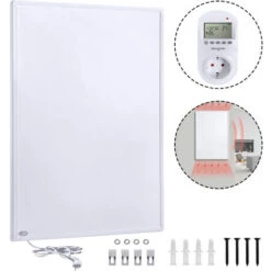 Panneau Rayonnant 600W Chauffage Infrarouge En Cristal De Carbone à Distance Avec Thermostat Numérique, Incl.TÜV GS HENGMEI