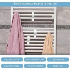 Rabais Lot De 8 Crochets Pour Sèche-serviettes Chauffants Pour Salle De Bain, Cuisine, Toilettes -Atlantic Magasin 90096020 4