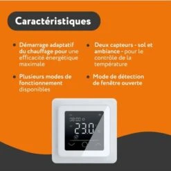 EcoPRO-100 Kit Carrelage, Pierre, Chape 100 W/m² + Thermostat TP 750 Tactile Blanc 1.0 M² -Atlantic Magasin 90399268 5