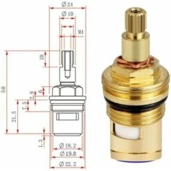 2Pcs Cartouche Ceramique Mitigeur, Laiton Résistant Corrosion Joint Tete, Robinet Ceramique Universel Antidéflagrant, Haut Pour Rechange Robinet De Bain Cuisine, Salle De Bain(1 Bleu + 1 Rouge) -Atlantic Magasin 90519916 3