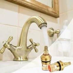 2Pcs Cartouche Ceramique Mitigeur, Laiton Résistant Corrosion Joint Tete, Robinet Ceramique Universel Antidéflagrant, Haut Pour Rechange Robinet De Bain Cuisine, Salle De Bain(1 Bleu + 1 Rouge) -Atlantic Magasin 90519916 5