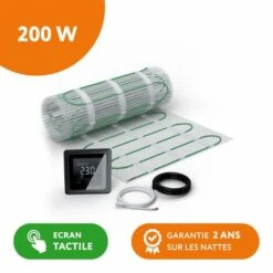 EcoPRO-200 Kit Carrelage, Pierre, Chape 200 W/m² + Thermostat TP 750 Tactile Noir 4.0 M²