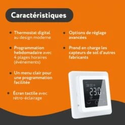 EcoPRO-200 Kit Carrelage, Pierre, Chape 200 W/m² + Thermostat TP 750 Tactile Blanc 1.0 M² -Atlantic Magasin 90536677 5