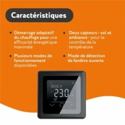 EcoPRO-200 Kit Carrelage, Pierre, Chape 200 W/m² + Thermostat TP 750 Tactile Noir 1.0 M² -Atlantic Magasin 90536707 3