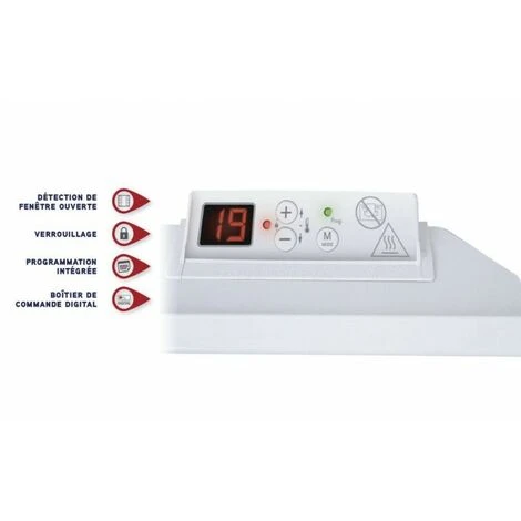 Radiateur Électrique 1250W AIRELEC Tactic Digital Horizontal Blanc - A693854 2 Radiateur Électrique 1250W AIRELEC Tactic Digital Horizontal Blanc - A693854 – Image 2