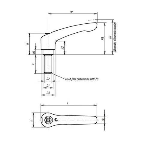 Manette Indexable Zinc Filetée Insert Acier M 8 X 40 Mm 2 Manette Indexable Zinc Filetée Insert Acier M 8 X 40 Mm – Image 2