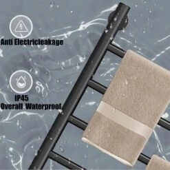 Sèche-Serviettes Électrique, Pivotant à 180 ° Porte-Serviettes Chauffant, Chauffe-Serviettes électrique Mural Avec Thermostat(45-70℃) Minuterie, Écran LED, 660x420cm, 80W, Noir -Atlantic Magasin 92150832 4