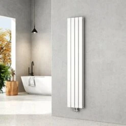 EMKE Radiateur Eau Chaude En Acier, 160x30cm, Tube Plat Vertical Double Couche, Convient Pour 11,9 M² Blanc 889W
