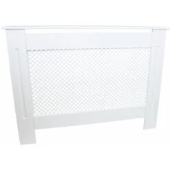 MonsterShop Cache Radiateur à Motif Grillagé En MDF Blanc De 111,5cm De Large X 82cm De Haut X 18,8cm De Profondeur