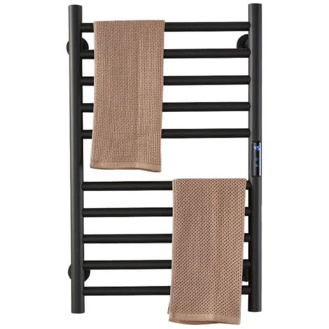 Sèche-Serviette Électrique Chauffe-Serviettes, Avec Minuterie 1-8H, Porte-Serviettes Chauffant Avec Contrôle De La Température, Étendoir Chauffant Mural Noir Mat 10 Barres, Hardwired 1 Sèche-Serviette Électrique Chauffe-Serviettes, Avec Minuterie 1-8H, Porte-Serviettes Chauffant Avec Contrôle De La Température, Étendoir Chauffant Mural Noir Mat 10 Barres, Hardwired