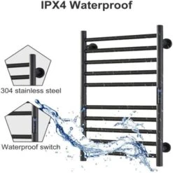 Sèche-Serviette Électrique Chauffe-Serviettes, Avec Minuterie 1-8H, Porte-Serviettes Chauffant Avec Contrôle De La Température, Étendoir Chauffant Mural Noir Mat 10 Barres, Hardwired 8 Sèche-Serviette Électrique Chauffe-Serviettes, Avec Minuterie 1-8H, Porte-Serviettes Chauffant Avec Contrôle De La Température, Étendoir Chauffant Mural Noir Mat 10 Barres, Hardwired -Atlantic Magasin 94677960 4