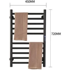 Sèche-Serviette Électrique Chauffe-Serviettes, Avec Minuterie 1-8H, Porte-Serviettes Chauffant Avec Contrôle De La Température, Étendoir Chauffant Mural Noir Mat 10 Barres, Hardwired 9 Sèche-Serviette Électrique Chauffe-Serviettes, Avec Minuterie 1-8H, Porte-Serviettes Chauffant Avec Contrôle De La Température, Étendoir Chauffant Mural Noir Mat 10 Barres, Hardwired -Atlantic Magasin 94677960 5