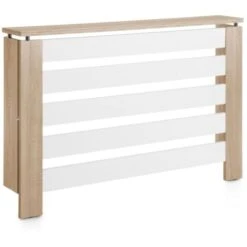 TOPKIT Couverture De Radiateur Victoria 3122 120 Cm De Large Grand Cache-radiateur Design élégant Chêne Blanc