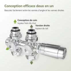 S'AFIELINA Thermostat De Radiateur Set Multibloc Pour Radiateur Robinetterie De Raccordement Pour Radiateur De Salle De Bain, Chrom (1 Pc) Thermostat Bloc Robinet Vanne Accessoires De Chauffage Forme -Atlantic Magasin 96331386 3