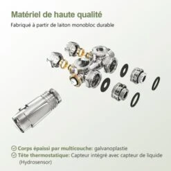 S'AFIELINA Thermostat De Radiateur Set Multibloc Pour Radiateur Robinetterie De Raccordement Pour Radiateur De Salle De Bain, Chrom (1 Pc) Thermostat Bloc Robinet Vanne Accessoires De Chauffage Forme -Atlantic Magasin 96331386 5