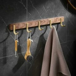 Crochet Porte-serviettes 5 Crochets Patère Murale Patère, Or Brossé, Bois + Acier Inoxydable 8 Crochet Porte-serviettes 5 Crochets Patère Murale Patère, Or Brossé, Bois + Acier Inoxydable -Atlantic Magasin 96497041 4