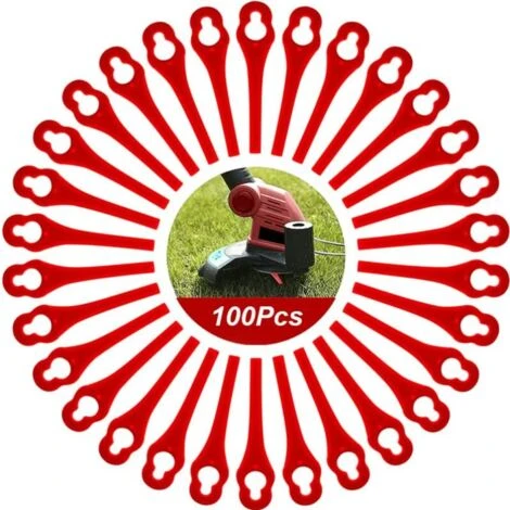 100pcs Lames En Plastique De Rechange Pour Coupe Bordure Lame De Tondeuse à Gazon Lames Pour Débroussailleuse Sans Fil Lames De Coupe De Remplacement Pour Jardin Pelouse (L83 Rouge 10×5mm) 4 100pcs Lames En Plastique De Rechange Pour Coupe Bordure Lame De Tondeuse à Gazon Lames Pour Débroussailleuse Sans Fil Lames De Coupe De Remplacement Pour Jardin Pelouse (L83 Rouge 10×5mm) – Image 4