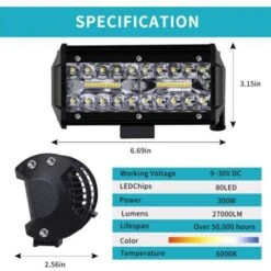 Phare De Travail LED 12V 300W 7'' Projecteur LED Voiture 12v Etanche IP67 Spot Flood Feux Antibrouillard LED 27,000lm Feux De Travail Pour Voiture Camion Tracteur SUV Bateau(2 PCS) 7 Phare De Travail LED 12V 300W 7'' Projecteur LED Voiture 12v Etanche IP67 Spot Flood Feux Antibrouillard LED 27,000lm Feux De Travail Pour Voiture Camion Tracteur SUV Bateau(2 PCS) -Atlantic Magasin 96762906 4