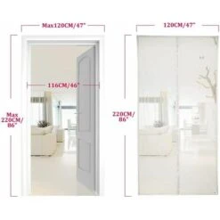 Moustiquaire Porte à Fermeture Aimantée, Rideau De Porte Anti Mouche, Fermeture Auto, Kit D'Installation, Bande Adhésive 120x220CM Blanc 6 Moustiquaire Porte à Fermeture Aimantée, Rideau De Porte Anti Mouche, Fermeture Auto, Kit D'Installation, Bande Adhésive 120x220CM Blanc -Atlantic Magasin 96762913 3