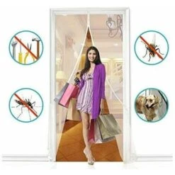 Moustiquaire Porte à Fermeture Aimantée, Rideau De Porte Anti Mouche, Fermeture Auto, Kit D'Installation, Bande Adhésive 120x220CM Blanc 7 Moustiquaire Porte à Fermeture Aimantée, Rideau De Porte Anti Mouche, Fermeture Auto, Kit D'Installation, Bande Adhésive 120x220CM Blanc -Atlantic Magasin 96762913 4