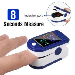 Oxymètre De Doigt Professionnel , Oxymètre De Pouls Électronique Numérique Avec Moniteur De Fréquence Cardiaque, Ecran LED-Étui/Lanière Inclus-Blanc Et Bleu