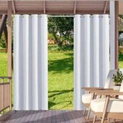 1 Panneau Rideau Extérieur Et Intérieur Bloquant Le Soleil Rideaux à Œillets D'Intimité Pour Pergola Porche Pavillon Jardin Pelouse Couloir, 132213Cm, Blanc