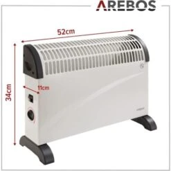 AREBOS Convecteur Électrique Radiateur Avec Thermostat Réglable 2000 W Antigel Montage Mural -Atlantic Magasin 9680380 5