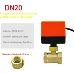 AC220V AC24V DC12V Vanne Motorisee 2 Voies - Vanne A Sphere 2 Voies Motorisee DN15 DN20 DN25 DN32 DN40 DN50 (AC220V DN20) -Atlantic Magasin 96817516 3