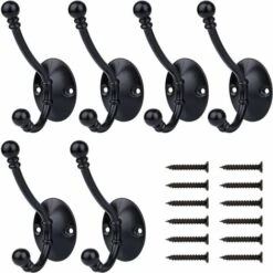 Lot De 6 Patères Vintage Patères Murales Patères Porte-Serviettes Crochets À Chapeau En Métal Patères Double Patères Idéales Pour Salle De Bain Cuisine Bureau Toilette Centre Commercial