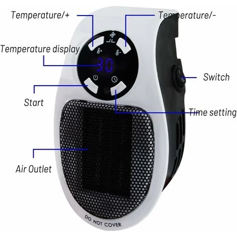 Mini Chauffe-air Électrique Socket, Darryy Mini Heater 500w, Mini Chauffage Soufflant 500w, Radiateur Électrique Soufflant 500w, Système Thermostatique, Affichage LED, Protection Contre Surchauffe 5 Mini Chauffe-air Électrique Socket, Darryy Mini Heater 500w, Mini Chauffage Soufflant 500w, Radiateur Électrique Soufflant 500w, Système Thermostatique, Affichage LED, Protection Contre Surchauffe – Image 5