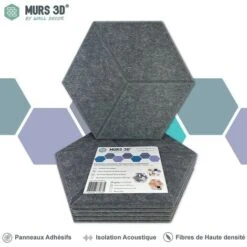 Panneaux Acoustiques : 6 Dalles Adhésives 30x26cm - Gris Texturé - Épaisseur De 9mm - Murs 3D