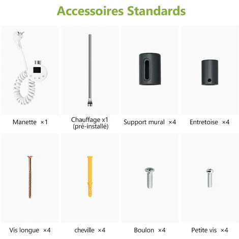 S’AFIELINA Radiateur Sèche-serviettes Electrique Avec Thermostat Temporisé, Chauffe-serviettes électrique Avec Contrôle De La Température, Noir 104.1x60 Cm 600Watts 4 S’AFIELINA Radiateur Sèche-serviettes Electrique Avec Thermostat Temporisé, Chauffe-serviettes électrique Avec Contrôle De La Température, Noir 104.1x60 Cm 600Watts – Image 4