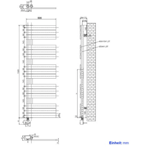 S’AFIELINA Radiateur Sèche-serviettes Electrique Avec Thermostat Temporisé, Chauffe-serviettes électrique Avec Contrôle De La Température, Noir 132x50 Cm 800Watts 5 S’AFIELINA Radiateur Sèche-serviettes Electrique Avec Thermostat Temporisé, Chauffe-serviettes électrique Avec Contrôle De La Température, Noir 132x50 Cm 800Watts – Image 5