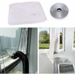 Kit Calfeutrage Climatiseur Mobile Porte Fenetre 400cm, Pour Climatiseurs, Sèche-linge Et Déshumidificateurs Tuyau évacuation Calfeutrage Fermeture éclair, Facile A Installer (4m) -Atlantic Magasin 99635961 3